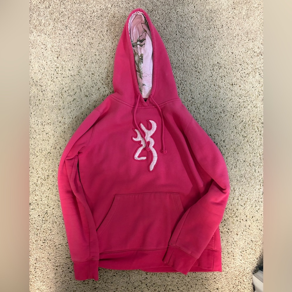 Browning Pink Camo Sweatshirt Women’s M Western Outdoor Hunting Hoodie